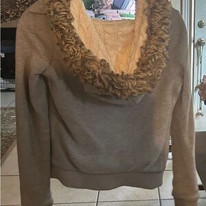 Hollister Brown Jacket with Cream Cowl Neck